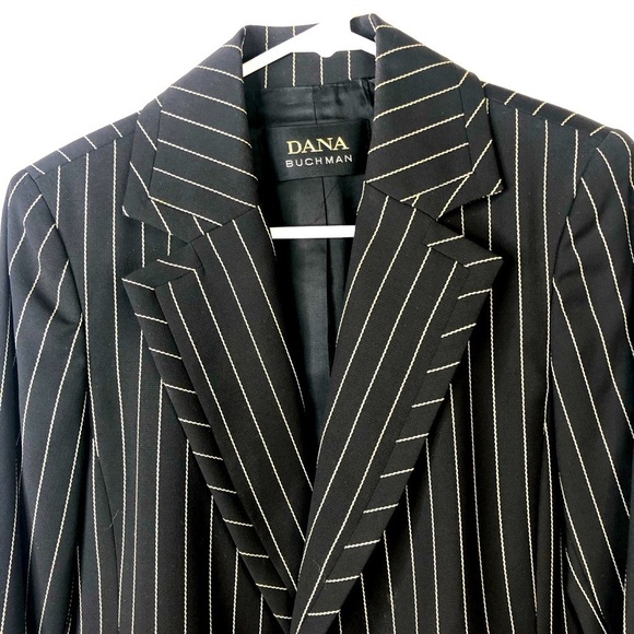 Vintage Dana Buchman black pinstripe oversized suitcoat blazer 4 - Picture 3 of 10